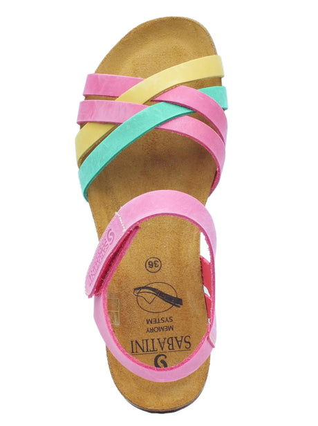 Sabatini Sabatini 4610 Crazy Multi L Ingrid Sandali per Donna in pelle con chiusura a strappo multicolore