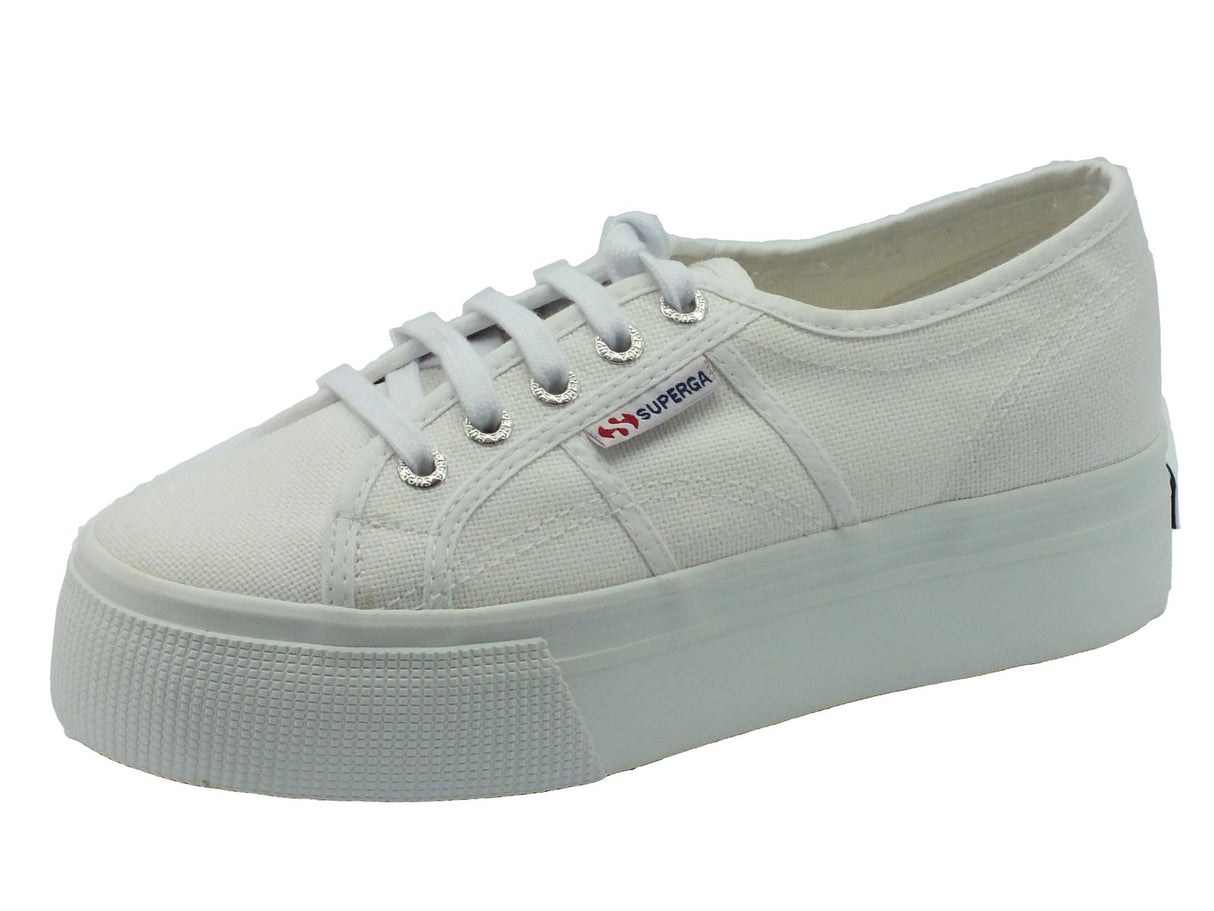 Superga Scarpe Superga per donna in tessuto bianco con zeppa alta White