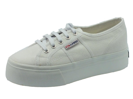 Superga Scarpe Superga per donna in tessuto bianco con zeppa alta White