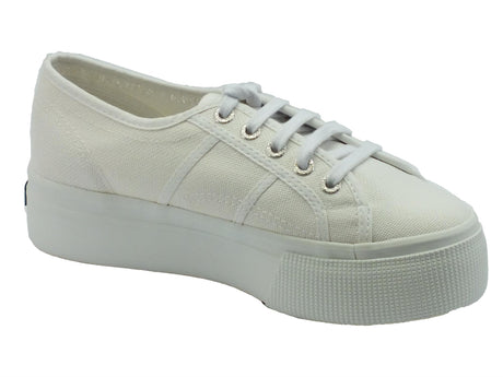 Superga Scarpe Superga per donna in tessuto bianco con zeppa alta White