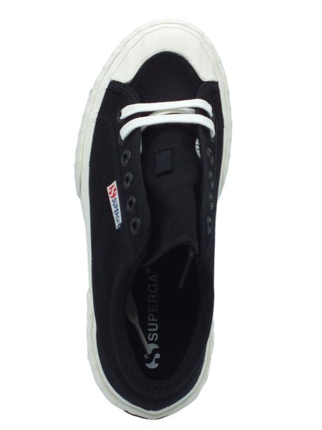 Superga Superga 2631 Stripe Platform Black-White Scarpe Sportive per Donna in tessuto nero Black-White