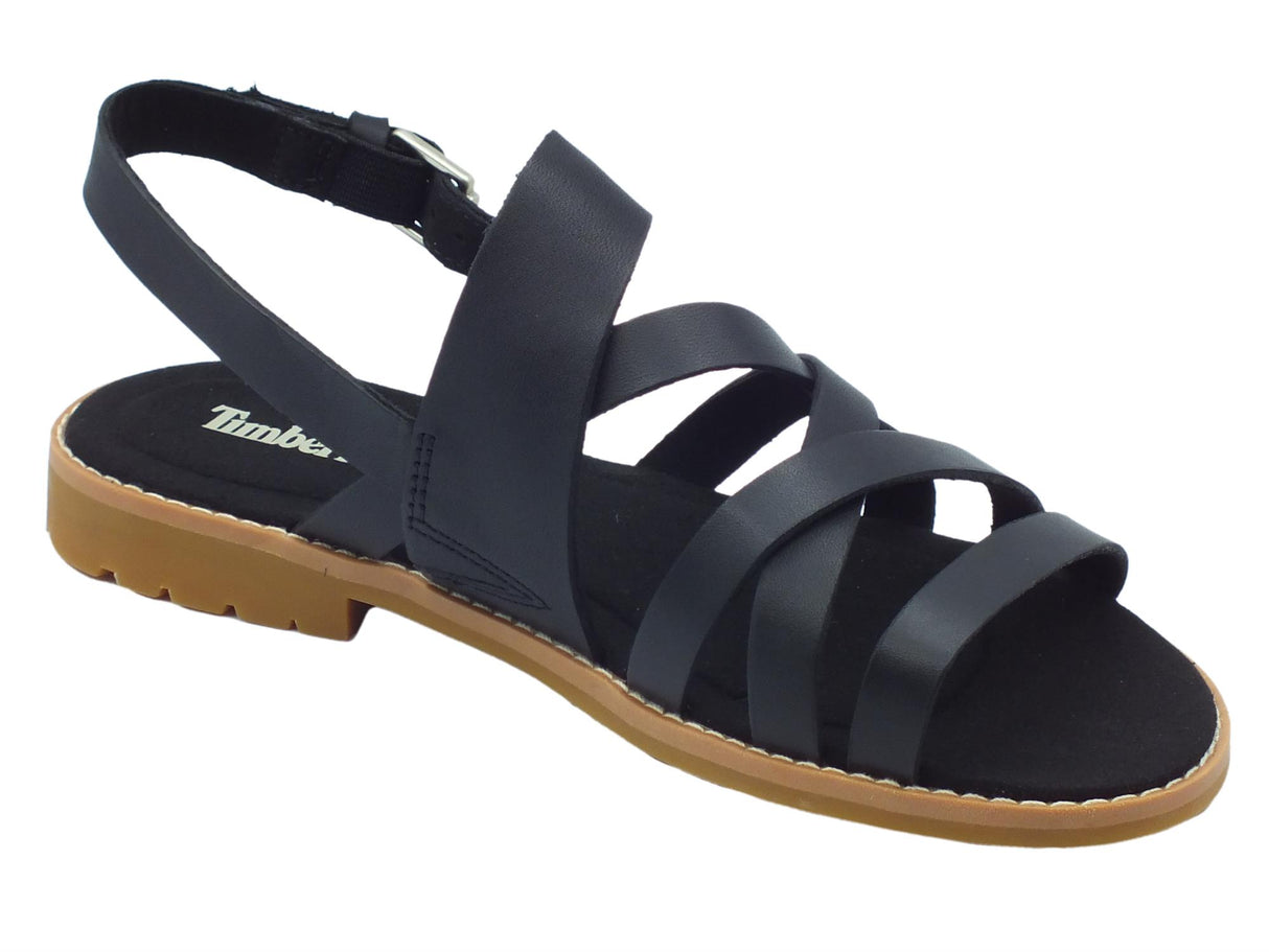 Timberland Timberland 0A41BE Chicago Riverside Rust Full Grain Black Sandali Donna pelle nera zeppa bassa Black