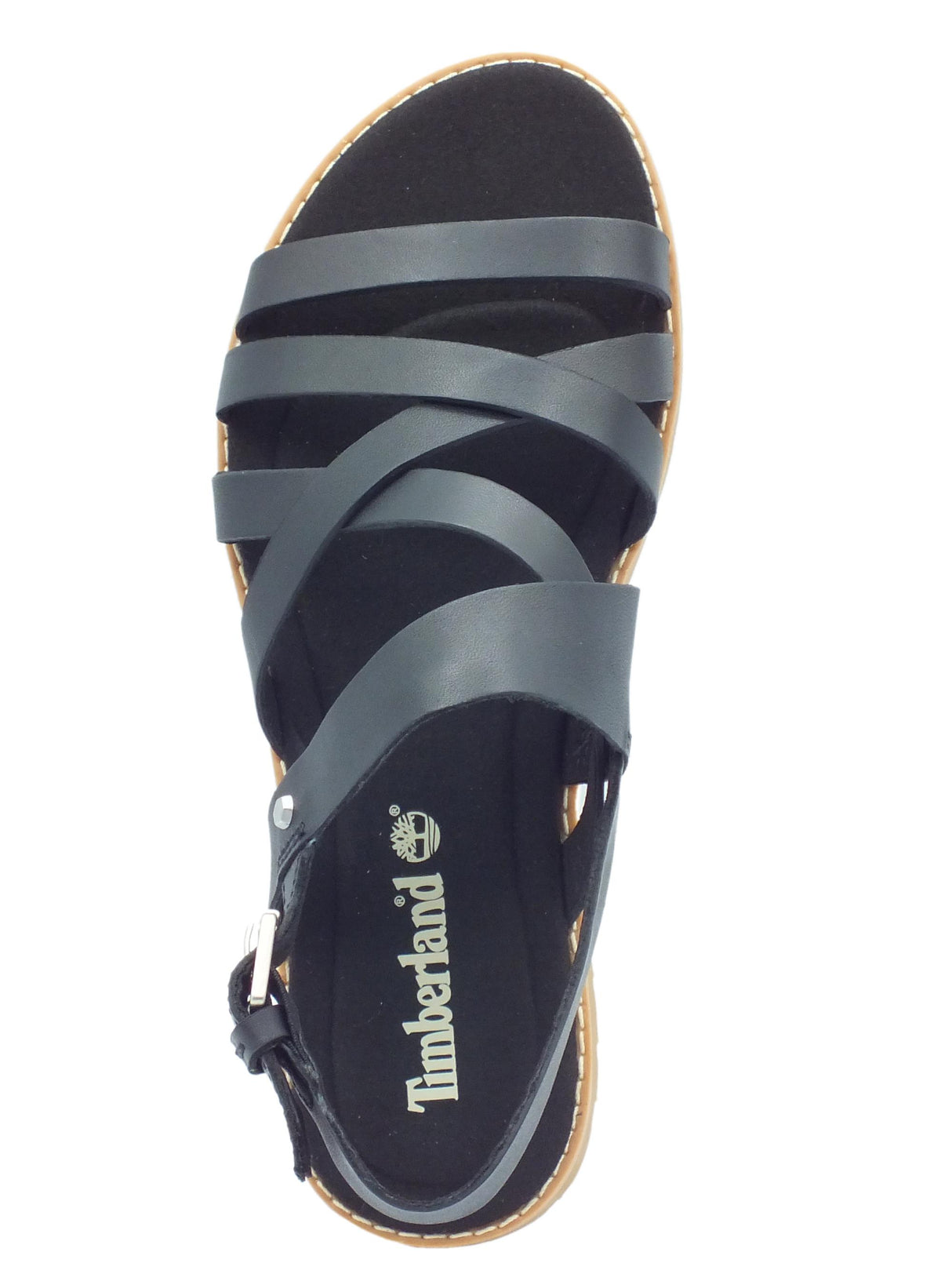 Timberland Timberland 0A41BE Chicago Riverside Rust Full Grain Black Sandali Donna pelle nera zeppa bassa Black