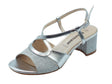 Valleverde Valleverde 28216 Argento Sandali eleganti tacco basso per donna in pelle e tessuto brillantinato Argento