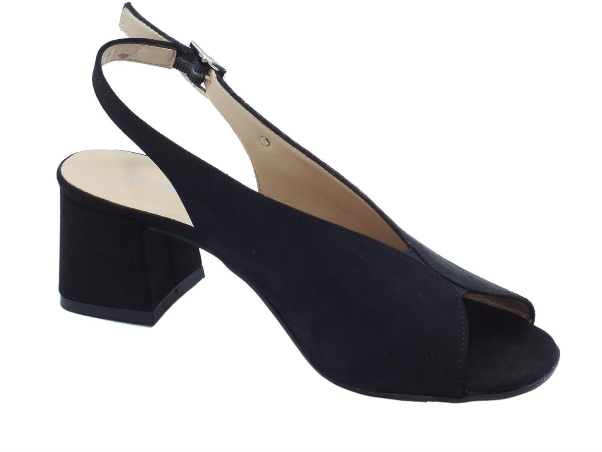 Valleverde Valleverde 28223 Nero Sandali eleganti con tacco per donna in tessuto Nero