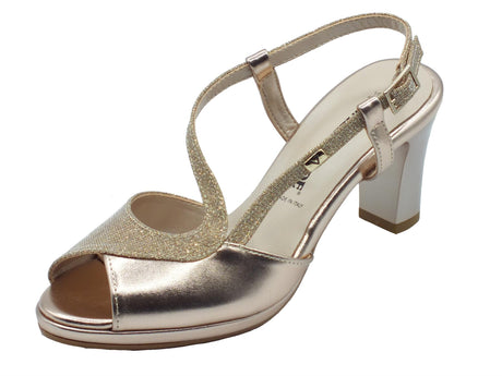 Valleverde Valleverde 28343 Rosa Cipria Sandali eleganti con tacco alto per donna in tessuto brillantinato Rosa Cipria