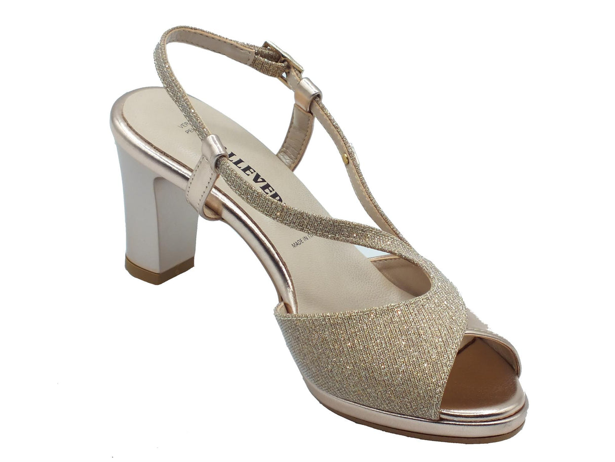 Valleverde Valleverde 28343 Rosa Cipria Sandali eleganti con tacco alto per donna in tessuto brillantinato Rosa Cipria