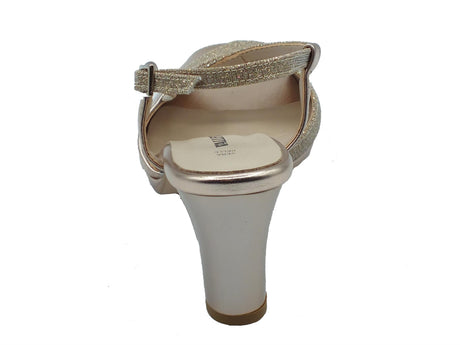 Valleverde Valleverde 28343 Rosa Cipria Sandali eleganti con tacco alto per donna in tessuto brillantinato Rosa Cipria