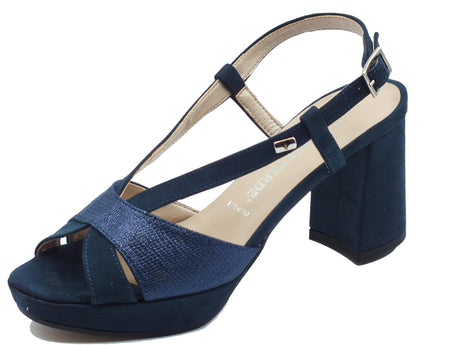 Valleverde Valleverde 28400A Blu Sandali eleganti con tacco alto per donna in nabuk Blu