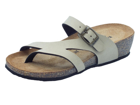 Valleverde Valleverde VG306 Sabbia Infradito con zeppa bassa per Donna sottopiede in nabuk Sabbia