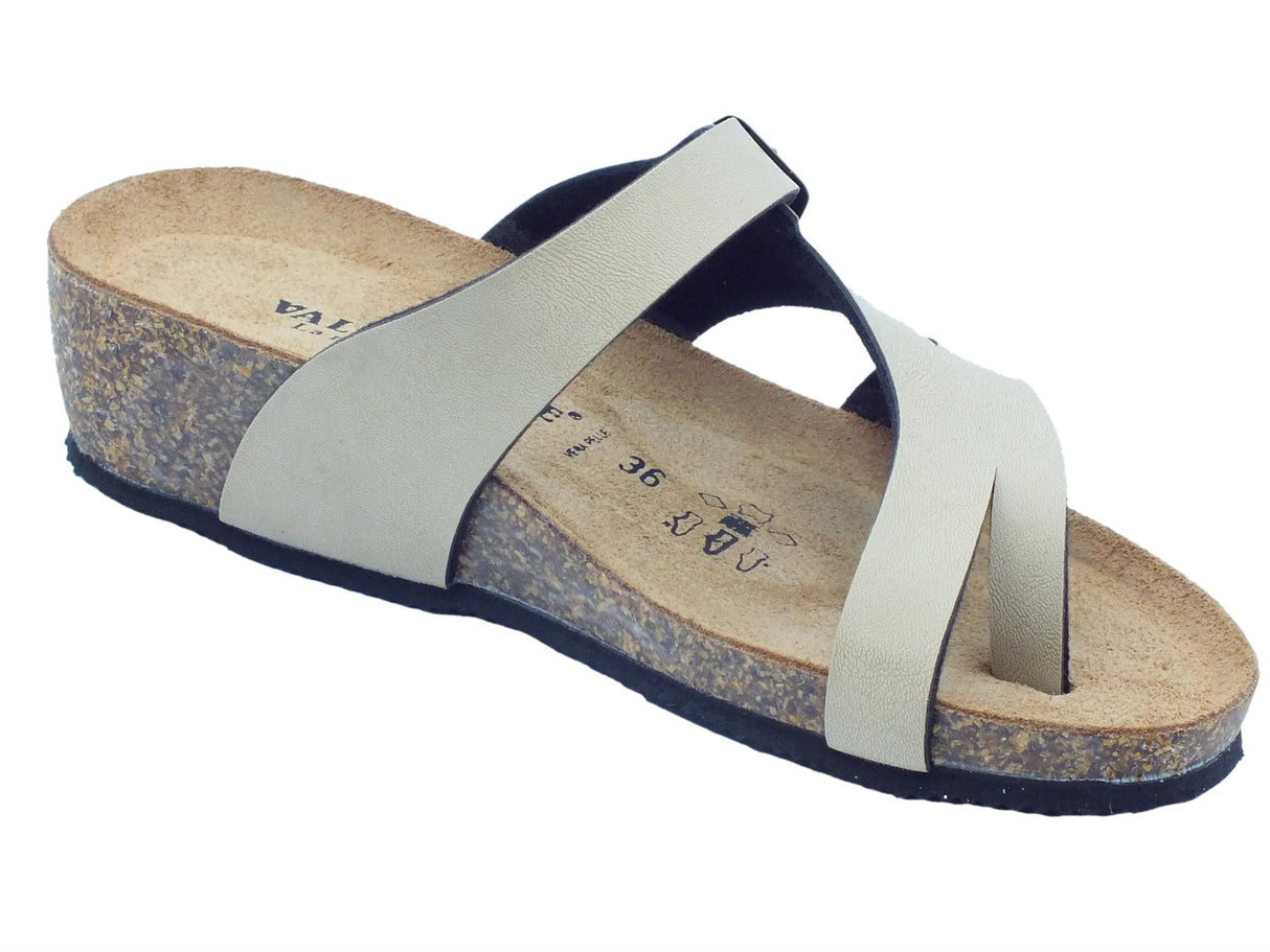 Valleverde Valleverde VG306 Sabbia Infradito con zeppa bassa per Donna sottopiede in nabuk Sabbia