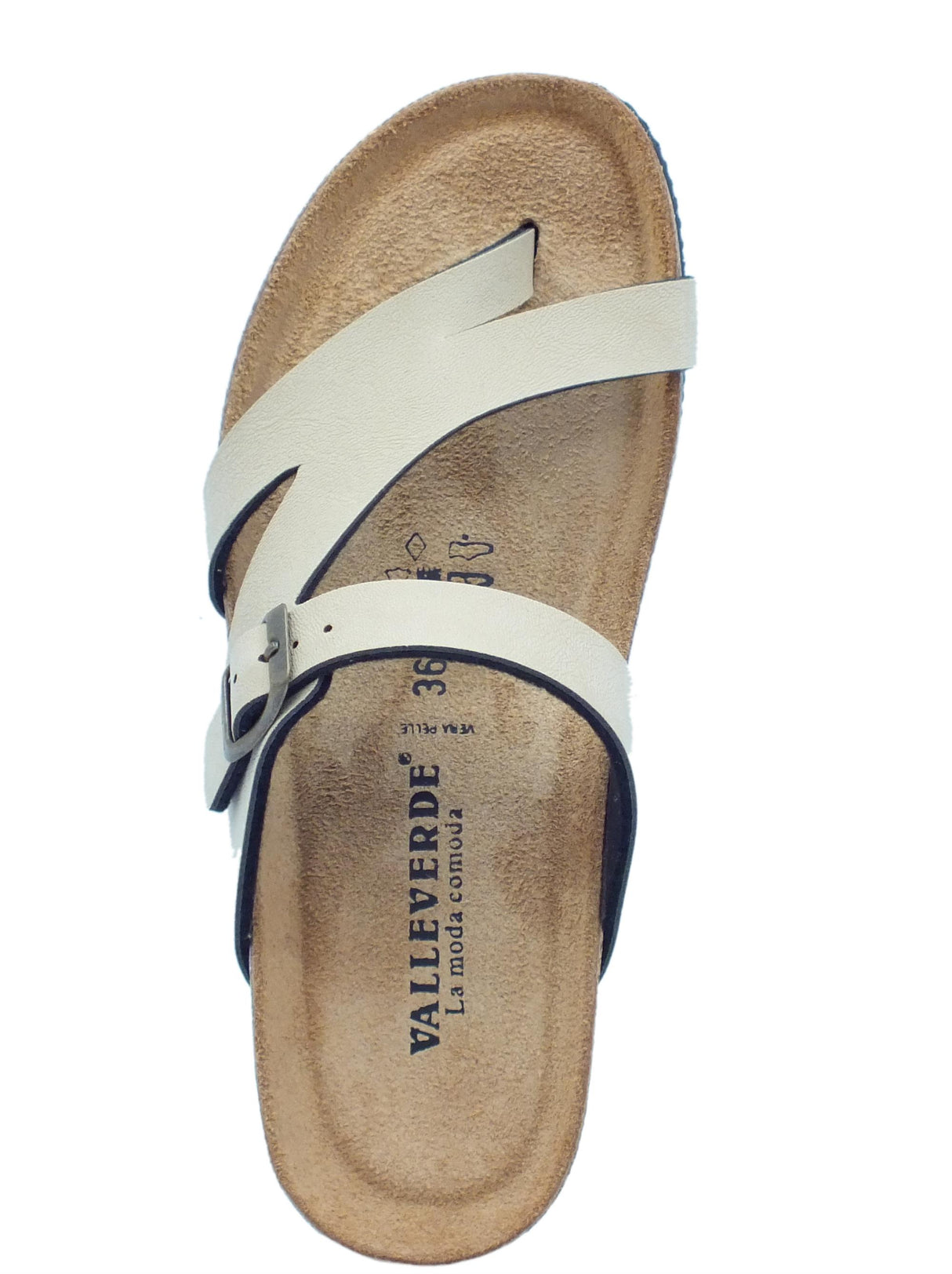 Valleverde Valleverde VG306 Sabbia Infradito con zeppa bassa per Donna sottopiede in nabuk Sabbia