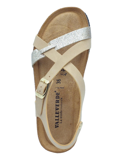 Valleverde Valleverde VG324AT Sabbia Sandali con zeppa per Donna econabuk e glitter Sabbia