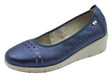 Valleverde Valleverde VS10204 Nappa Blu Ballerine con zeppa per donna in pelle traforata Blu