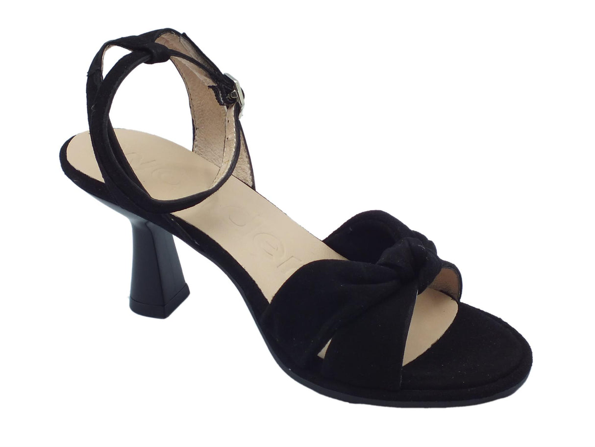 Wonders Wonders F-8105 Ante Negro Sandali eleganti per Donna in nabuk con tacco alto nero