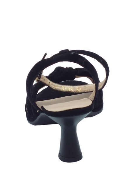 Wonders Wonders F-8105 Ante Negro Sandali eleganti per Donna in nabuk con tacco alto nero