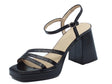 Wonders Wonders M-5303 Lack Negro Sandali per Donna in pelle verniciata nera con tacco alto e plateau Lack Negro