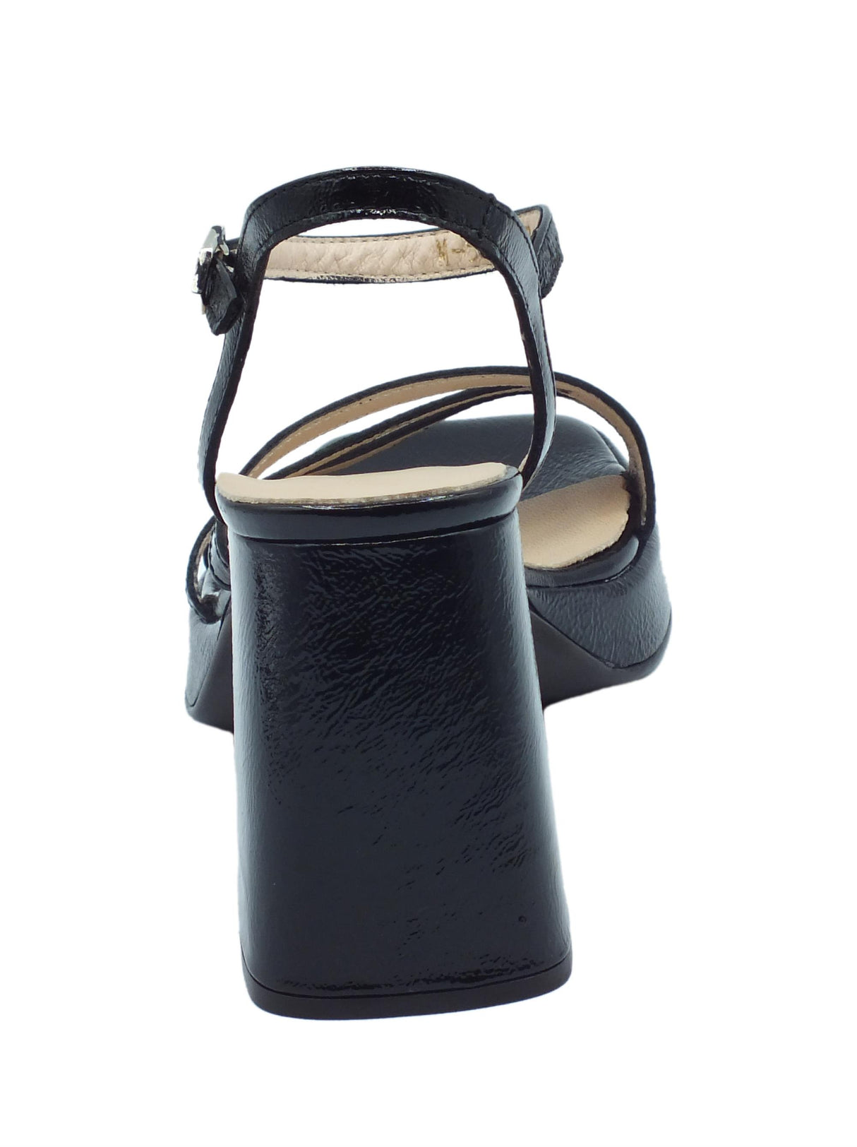 Wonders Wonders M-5303 Lack Negro Sandali per Donna in pelle verniciata nera con tacco alto e plateau Lack Negro