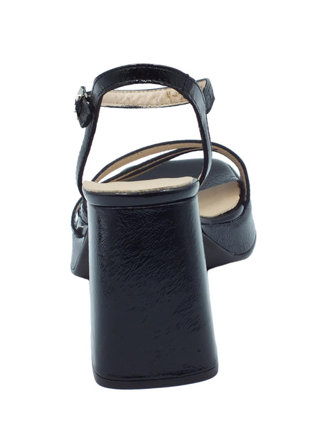 Wonders Wonders M-5303 Lack Negro Sandali per Donna in pelle verniciata nera con tacco alto e plateau Lack Negro