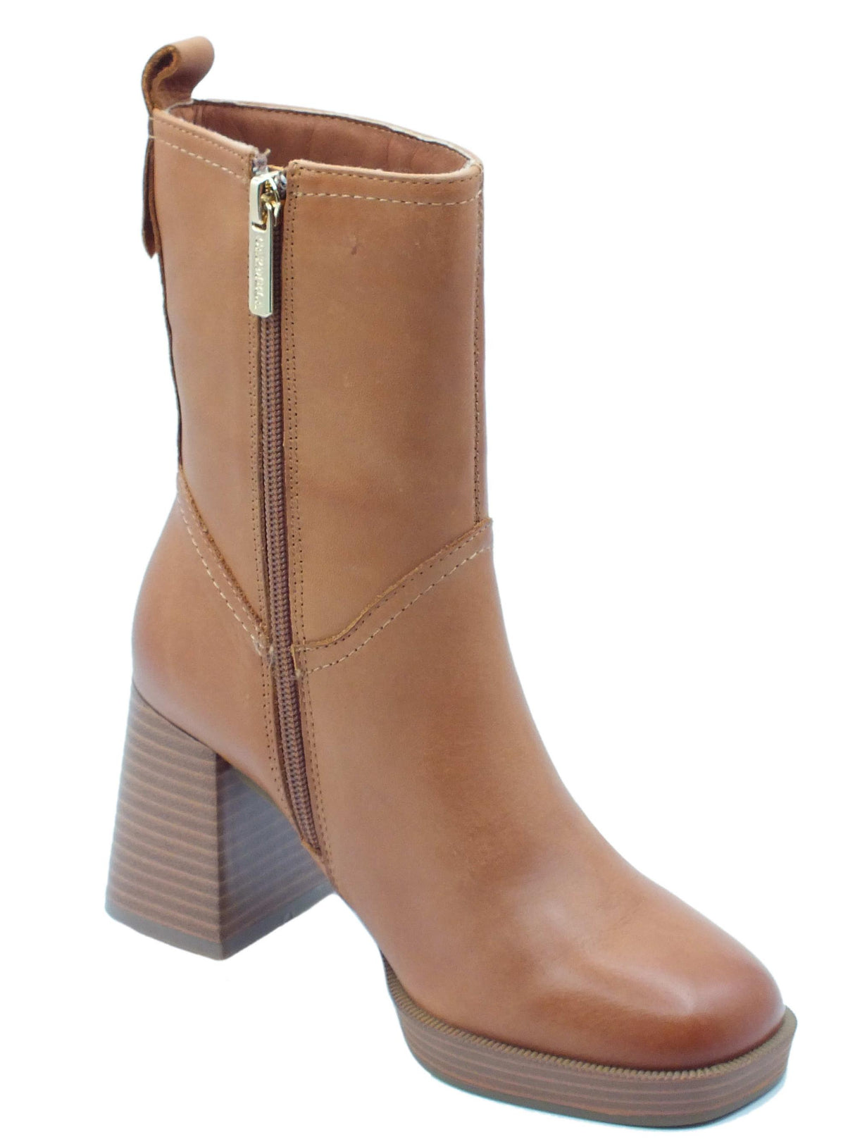 Carmela Carmela 161205 Camel Tronchetti per Donna in pelle con tacco alto e lampo Camel
