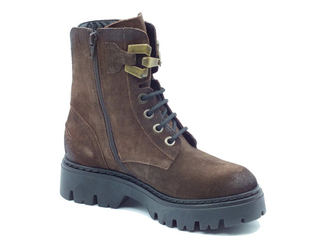 CafèNoir CAFèNOIR FM6013 Caffè Scarponcini per Donna modello anfibio in nabuk con lampo e lacci Caffè