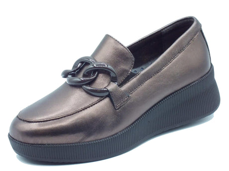 Cinzia Soft Cinzia Soft IV319860S Cacao Mocassini per Donna in pelle marrone con zeppa alta Cacao