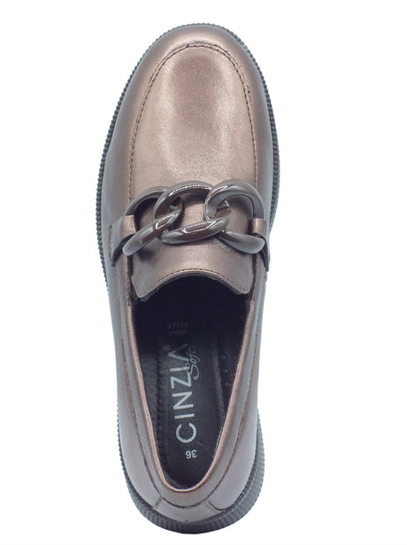 Cinzia Soft Cinzia Soft IV319860S Cacao Mocassini per Donna in pelle marrone con zeppa alta Cacao