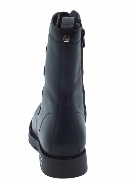 CULT Cult CLW393600 Zeppelin Black Anfibi per Donna con lampo e elastici in pelle nera tacco basso Black