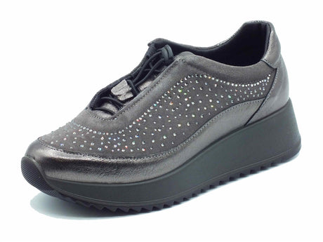 ENVAL Soft ENVAL Soft 4774733 Cap Met Scam Fumo Slip-on con laccio Donna in pelle nabuk grigio con zeppa media grigio