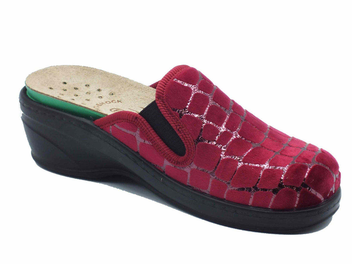 FlyFlot Fly Flot 35 W89 LY Gorga Bordò Pantofole per Donna con sottopiede anti-shock in pelle Bordò