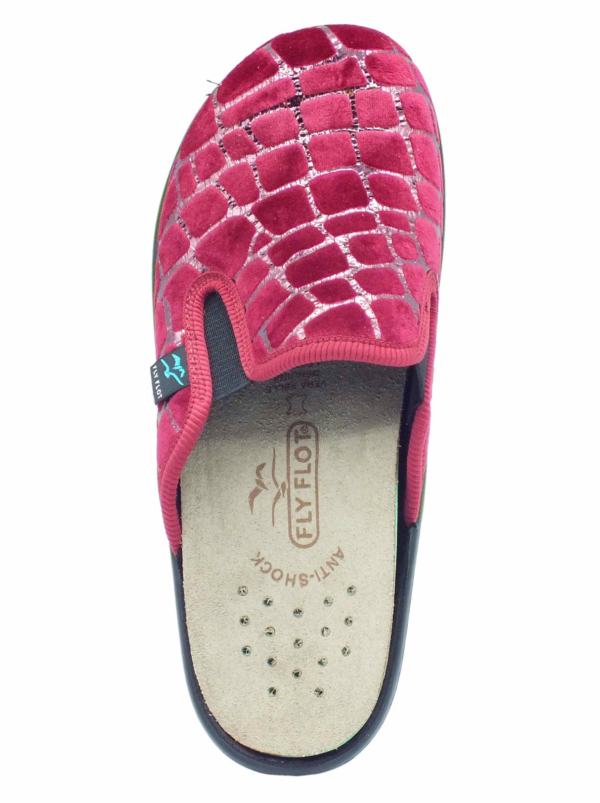FlyFlot Fly Flot 35 W89 LY Gorga Bordò Pantofole per Donna con sottopiede anti-shock in pelle Bordò