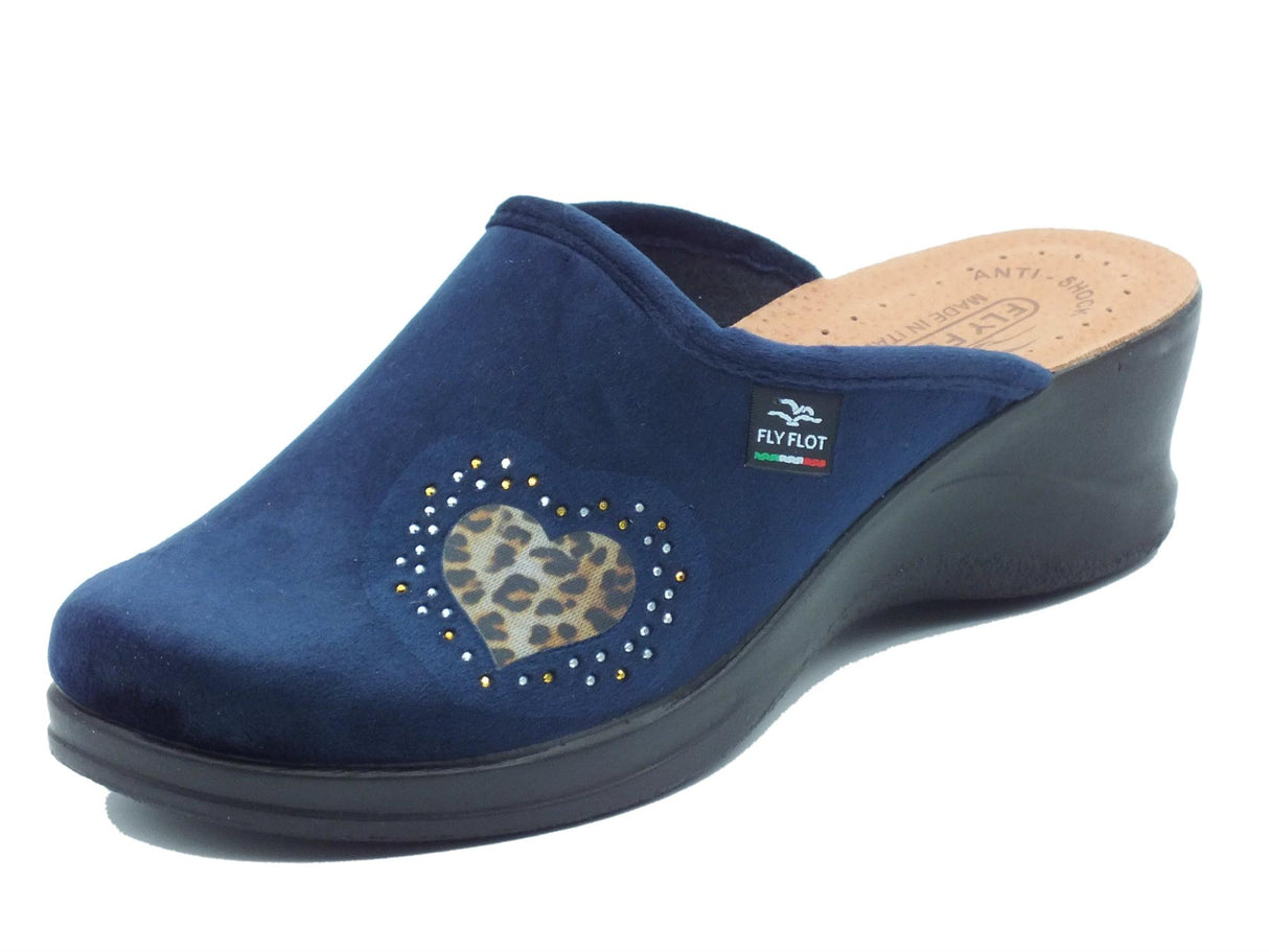 FlyFlot Fly Flot 96 W73 PE Lequile Blu Pantofole per Donna in tessuto con sottopiede anti-shock in pelle Blu
