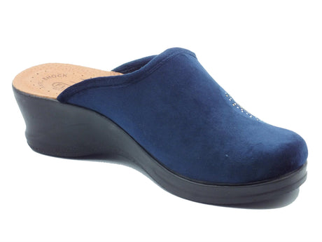 FlyFlot Fly Flot 96 W73 PE Lequile Blu Pantofole per Donna in tessuto con sottopiede anti-shock in pelle Blu