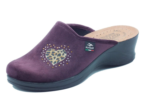 FlyFlot Fly Flot 96 W73 PE Lequile Prugna Pantofole per Donna in tessuto con sottopiede anti-shock in pelle Prugna