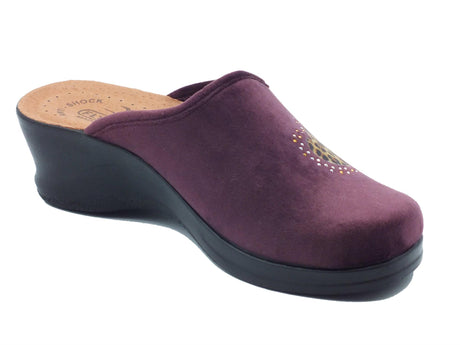 FlyFlot Fly Flot 96 W73 PE Lequile Prugna Pantofole per Donna in tessuto con sottopiede anti-shock in pelle Prugna