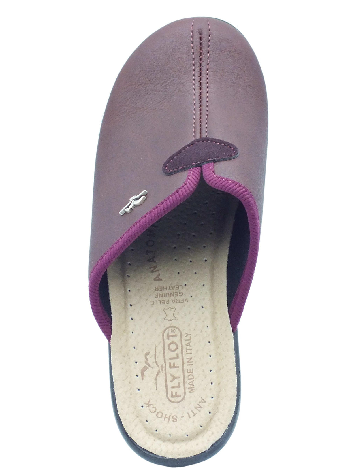 FlyFlot Fly Flot L8 870 2E Afragola Prugna Pantofole per Donna con sottopiede anti-shock in pelle Prugna