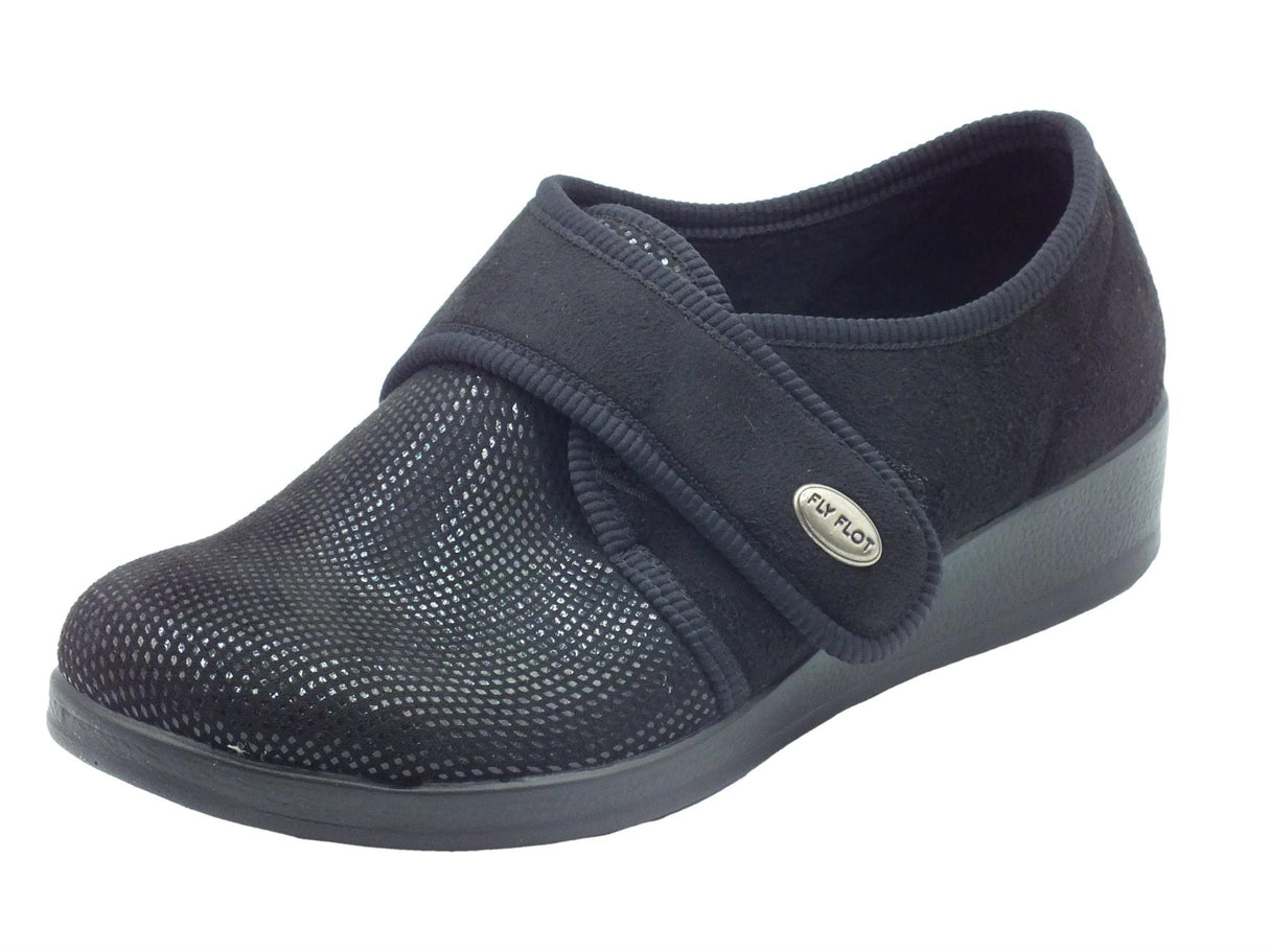 FlyFlot Fly Flot N3 886 5D Caltanissetta Nero Scarpe Pantofole per Donna in tessuto con stretch Nero