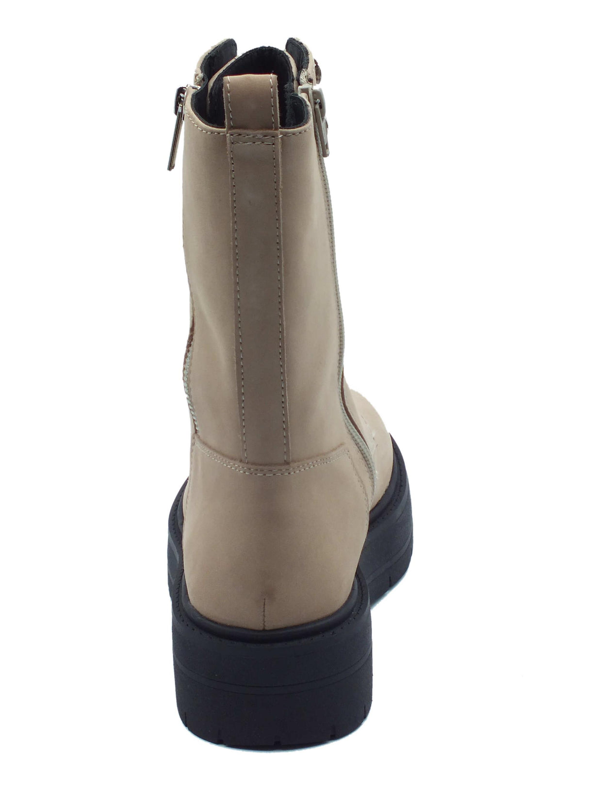 Geox Geox D36VDJ Spherica Sand Anfibi per Donna in pelle beige con lacci e lampo Sand