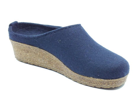 Haflinger Haflinger Juliette 762018 Mittelblau Pantofole Sabot per Donna in lana blu zeppa media blu