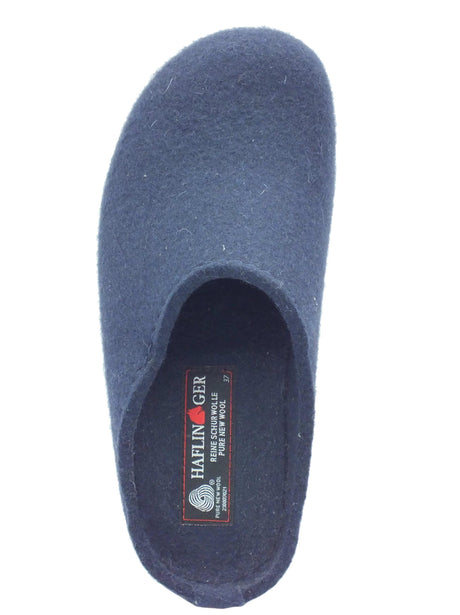Haflinger Haflinger Juliette 762018 Mittelblau Pantofole Sabot per Donna in lana blu zeppa media blu