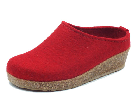 Haflinger Haflinger Juliette 762018 Paprika Pantofole Sabot per Donna in lana rossa zeppa media Paprika