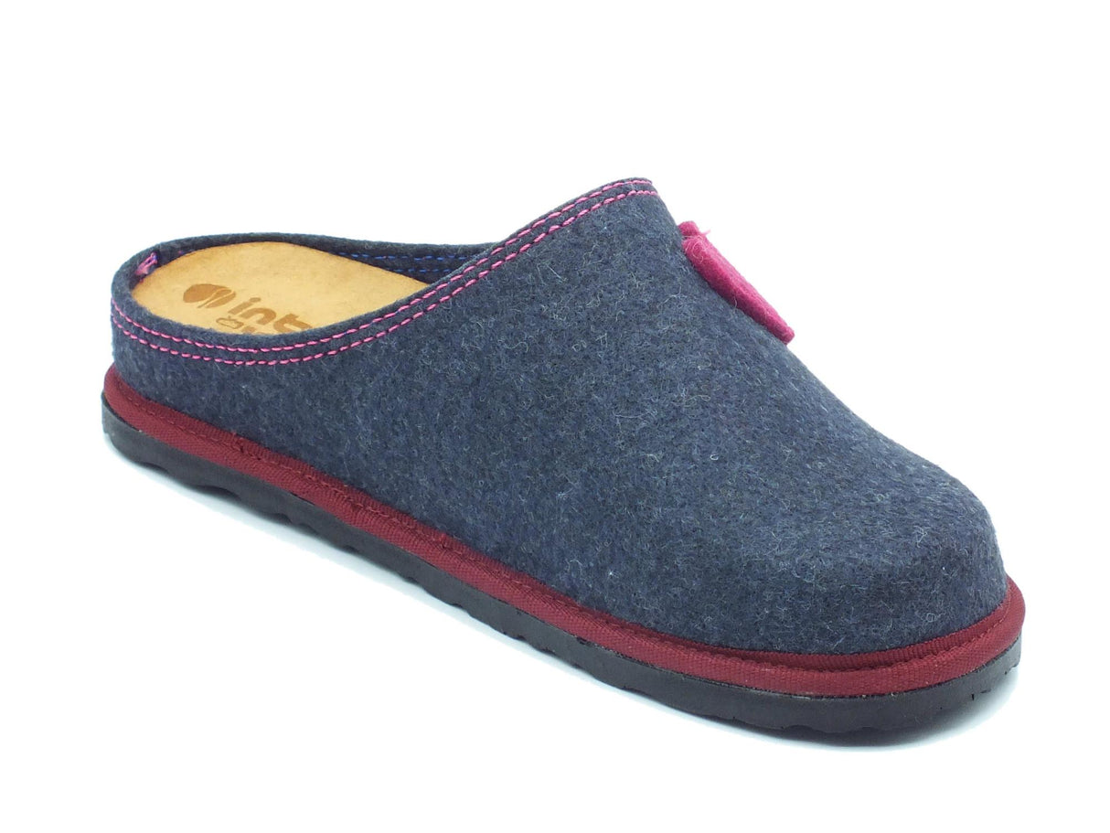 InBlu InBlu CS000037 Avio Pantofole per Donna in lana cotta blu con sottopiede in nabuk Avio