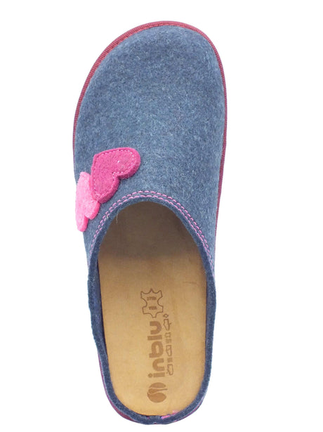 InBlu InBlu CS000037 Avio Pantofole per Donna in lana cotta blu con sottopiede in nabuk Avio