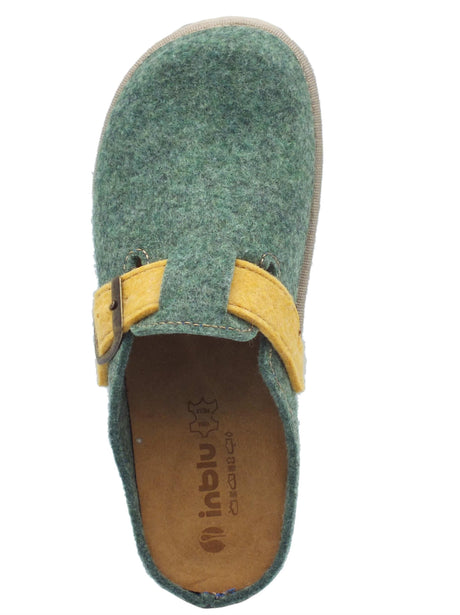 InBlu InBlu CS000038 Menta Pantofole per Donna in lana cotta blu con sottopiede in nabuk Menta