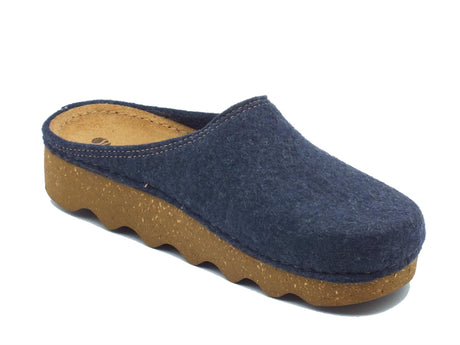 InBlu InBlu DK000008 Avio Pantofole per Donna in lana cotta blu con sottopiede in nabuk Avio