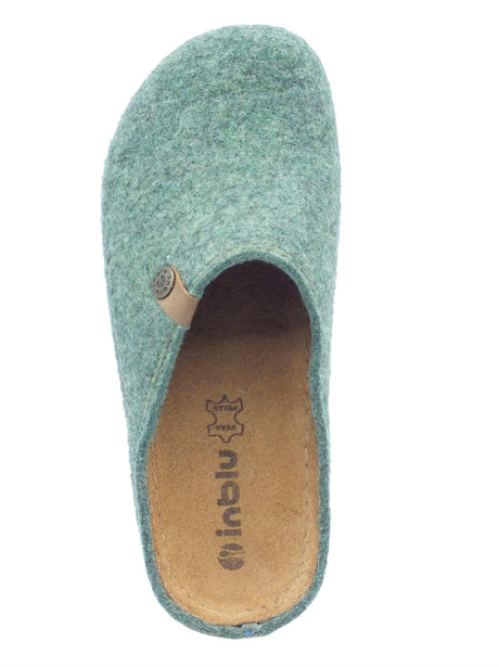 InBlu InBlu DK000008 Menta Pantofole per Donna in lana cotta verde con sottopiede in nabuk Menta