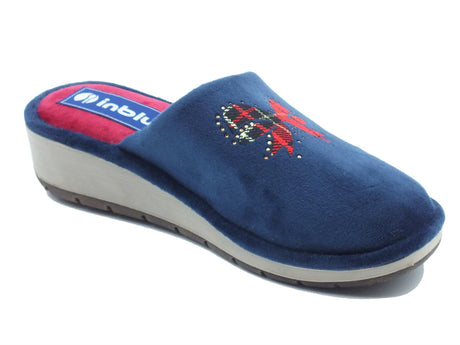 InBlu InBlu GY000019 Blu Pantofole per Donna in spugna con zeppa bassa Blu