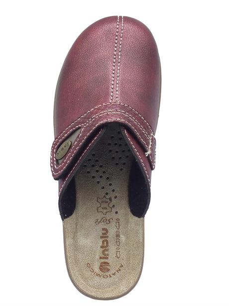 InBlu InBlu LY000061 Bordeaux Pantofole per Donna in ecopelle con regolazione a strappo Bordeaux