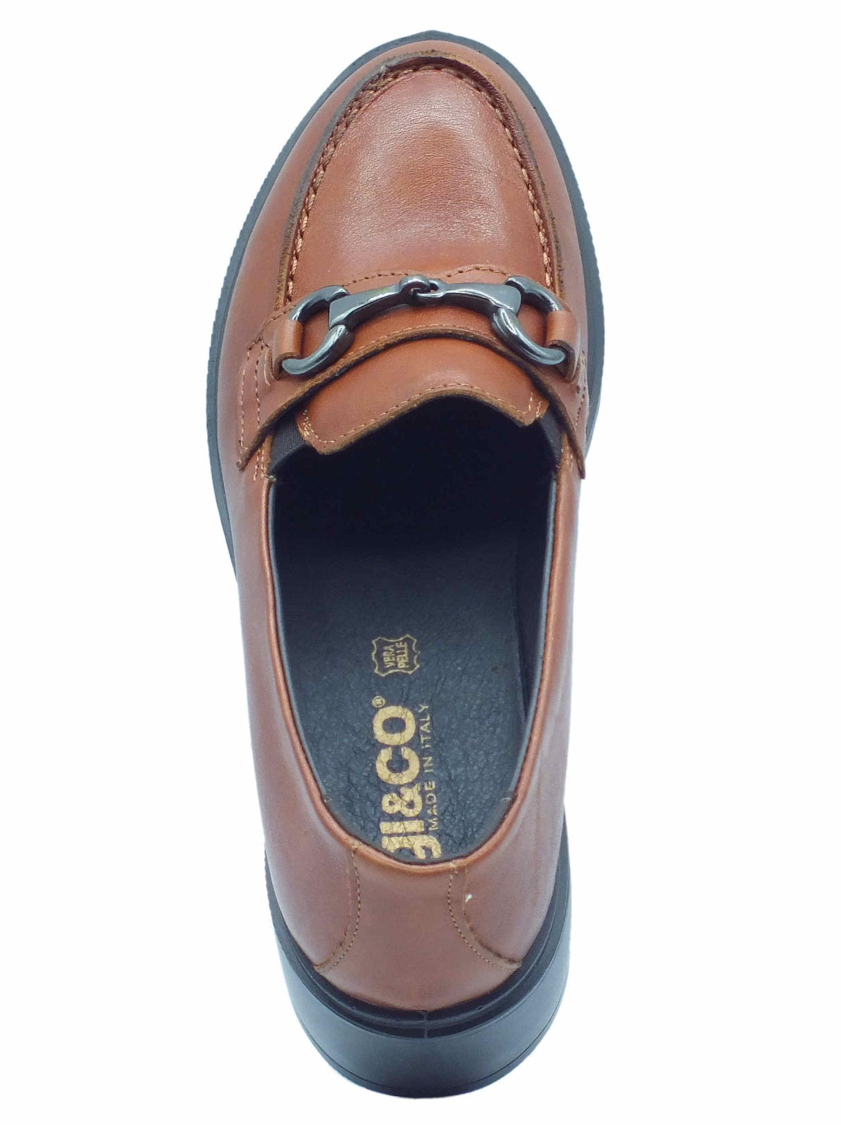 Igi&Co Igi&Co 4651511 Vitello Antik Cognac Mocassini con tacco medio per Donna in pelle Cognac