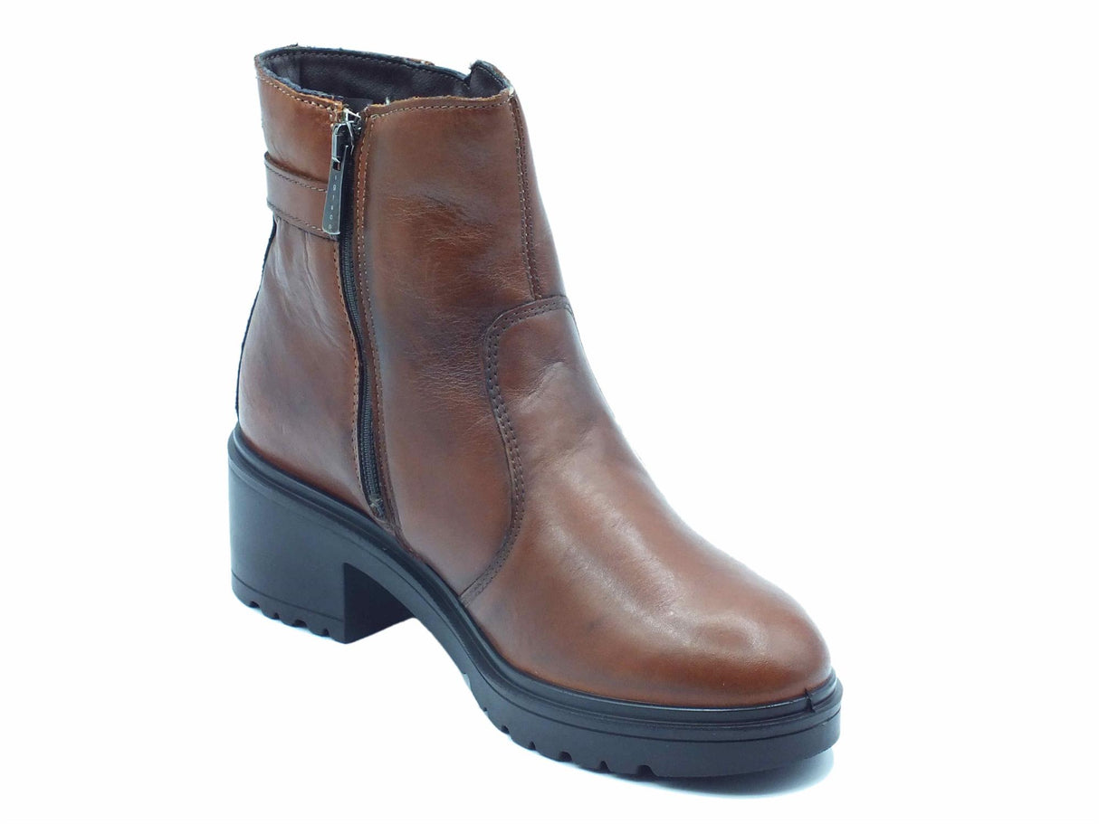 Igi&Co Igi&Co 4652033 Vitello Antik Cognac Tronchetti con tacco per Donna in pelle con lampo Cognac